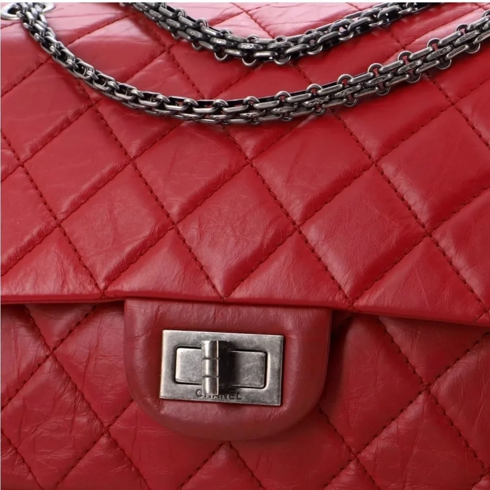 CHANEL Chanel Red Reissue 2.55 Flap Bag Quilted Aged Calfskin 227